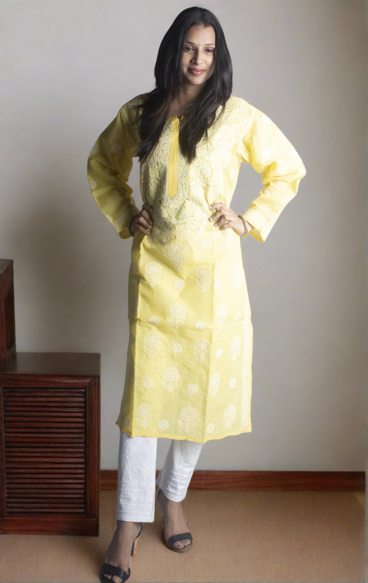 Hand Embroidered Lucknowi Chikankari Kurti - 9385 Kurti Silk Thread   