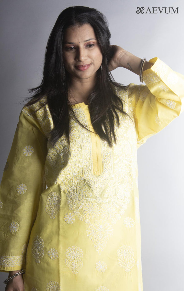 Hand Embroidered Lucknowi Chikankari Kurti - 9385 Kurti Silk Thread   