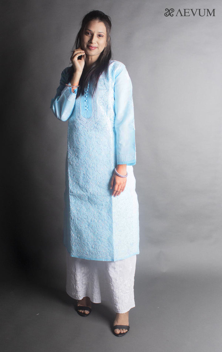 Hand Embroidered Lucknowi Chikankari Kurti - 9395 Kurti Silk Thread   