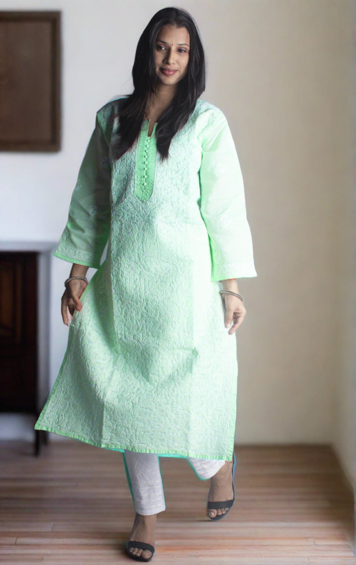 Hand Embroidered Lucknowi Chikankari Kurti - 9398 Kurti Silk Thread   