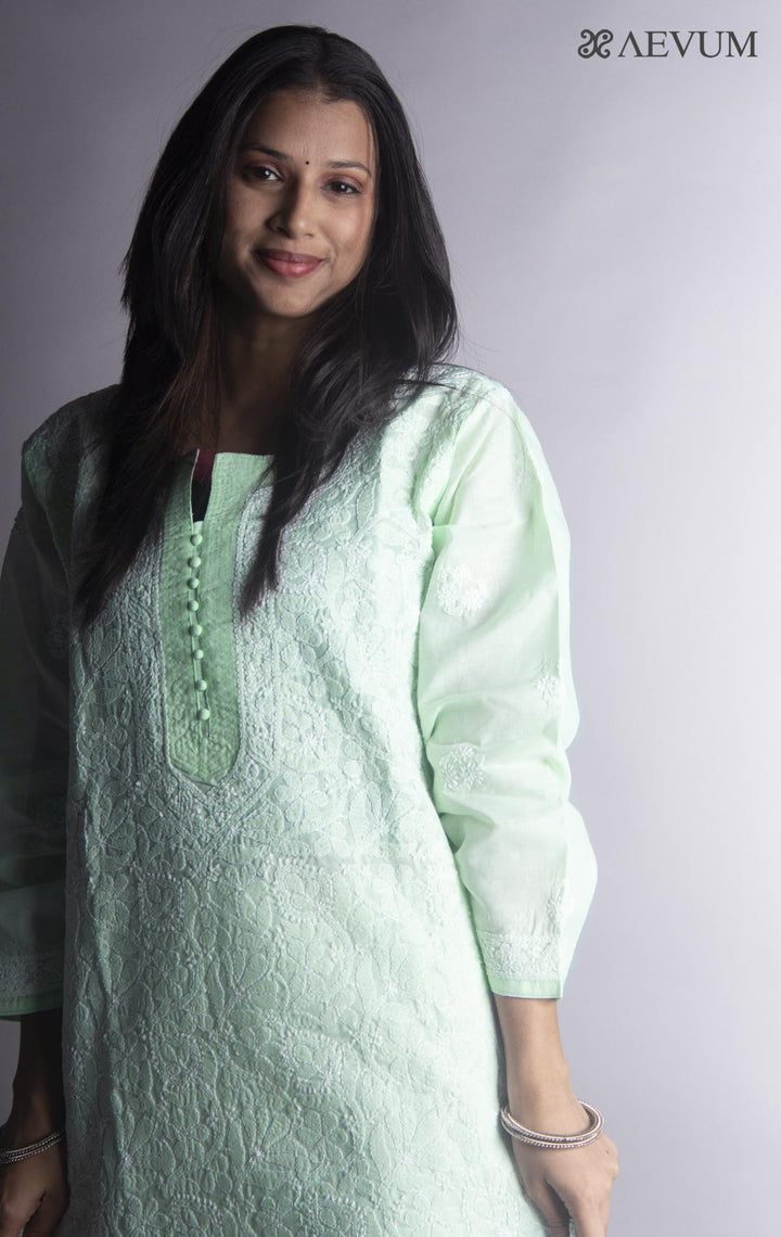 Hand Embroidered Lucknowi Chikankari Kurti - 9398 Kurti Silk Thread   