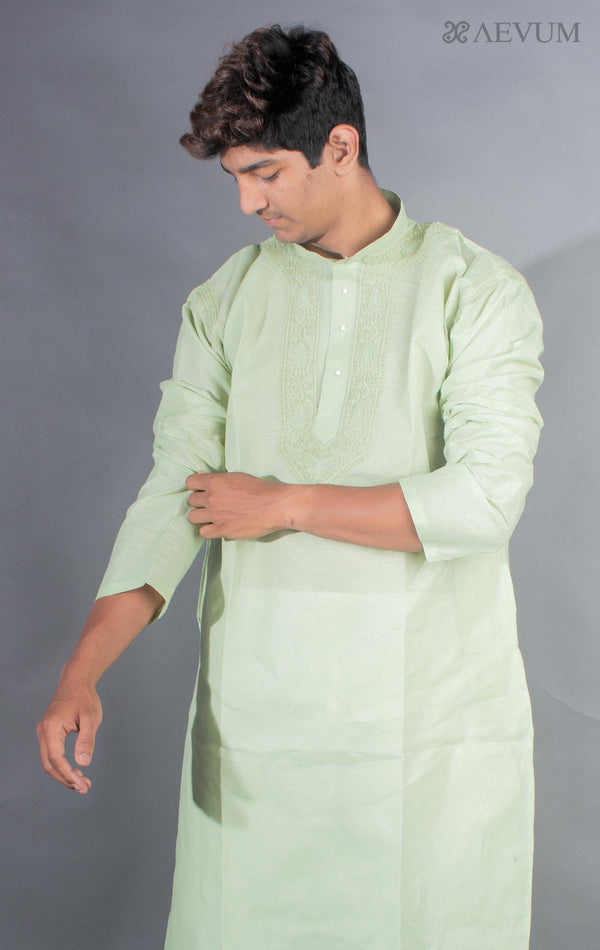 Hand Crafted Chikankari Kurta Set - 9424 Men's Kurta Set AEVUM 2   