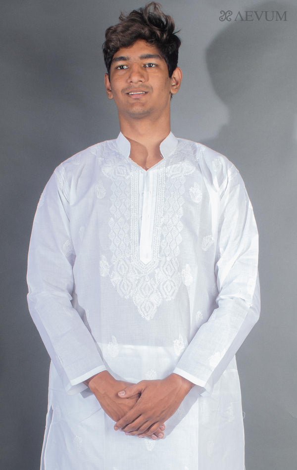 Hand Crafted Chikankari Kurta Set - 9425 Men's Kurta Set AEVUM 2   