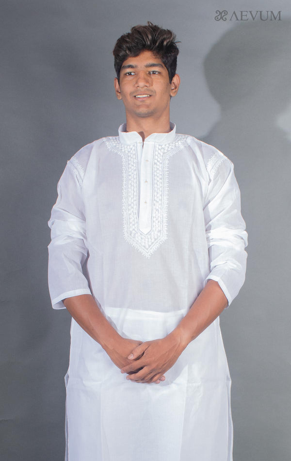 Hand Crafted Chikankari Kurta Set - 9433 Men's Kurta Set AEVUM 2   