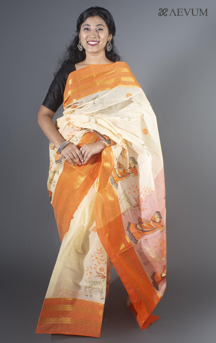 Shakuntala Embroidery Bengal Cotton Tant Saree - 9484 - AEVUM