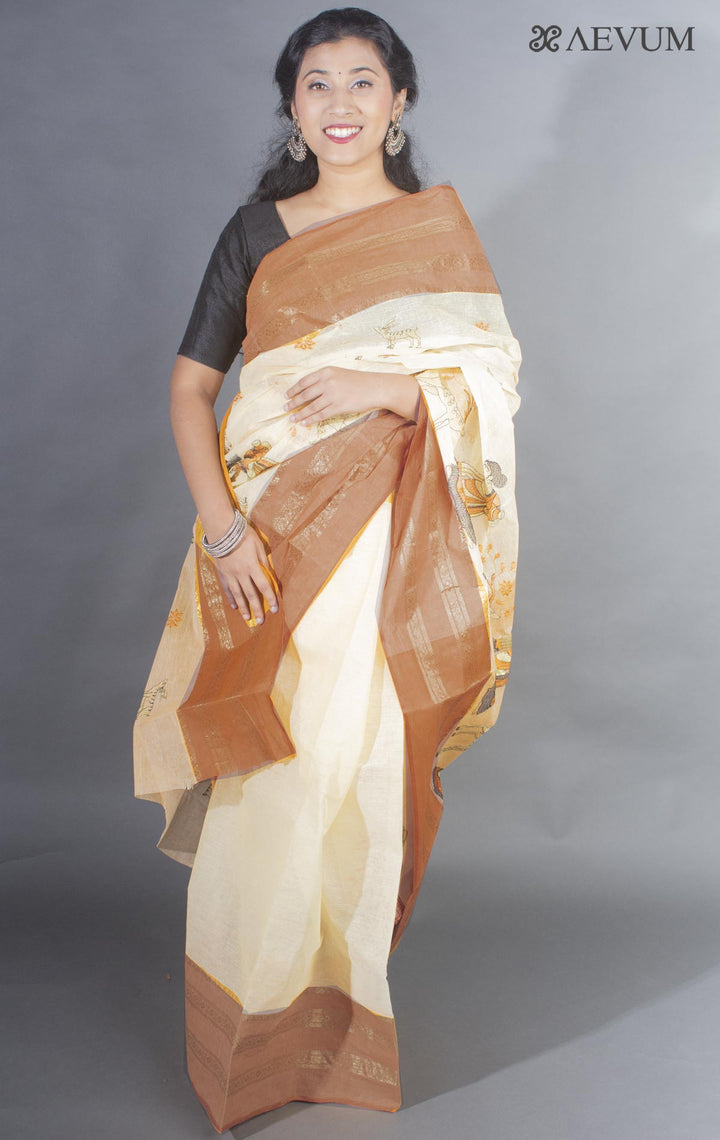 Shakuntala Embroidery Bengal Cotton Tant Saree - 9486 - AEVUM