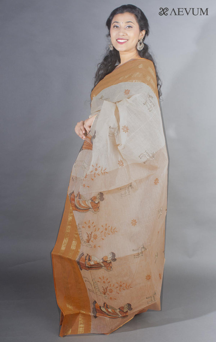 Shakuntala Embroidery Bengal Cotton Tant Saree - 9486 - AEVUM