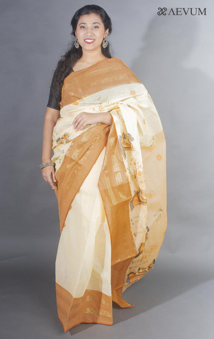 Shakuntala Embroidery Bengal Cotton Tant Saree - 9486 - AEVUM