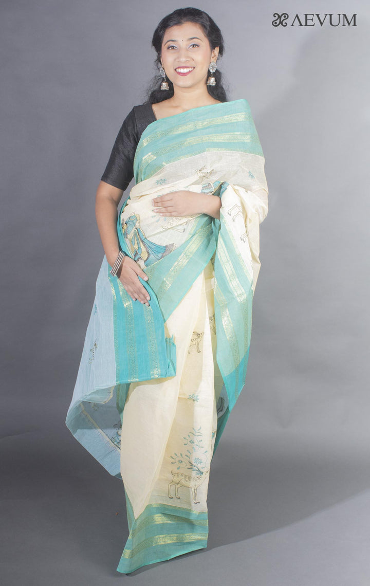 Shakuntala Embroidery Bengal Cotton Tant Saree - 9487 - AEVUM