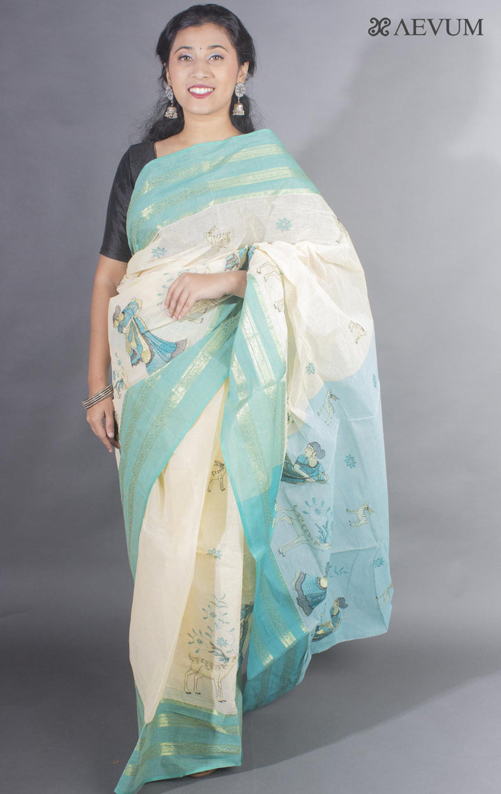 Shakuntala Embroidery Bengal Cotton Tant Saree - 9487 - AEVUM