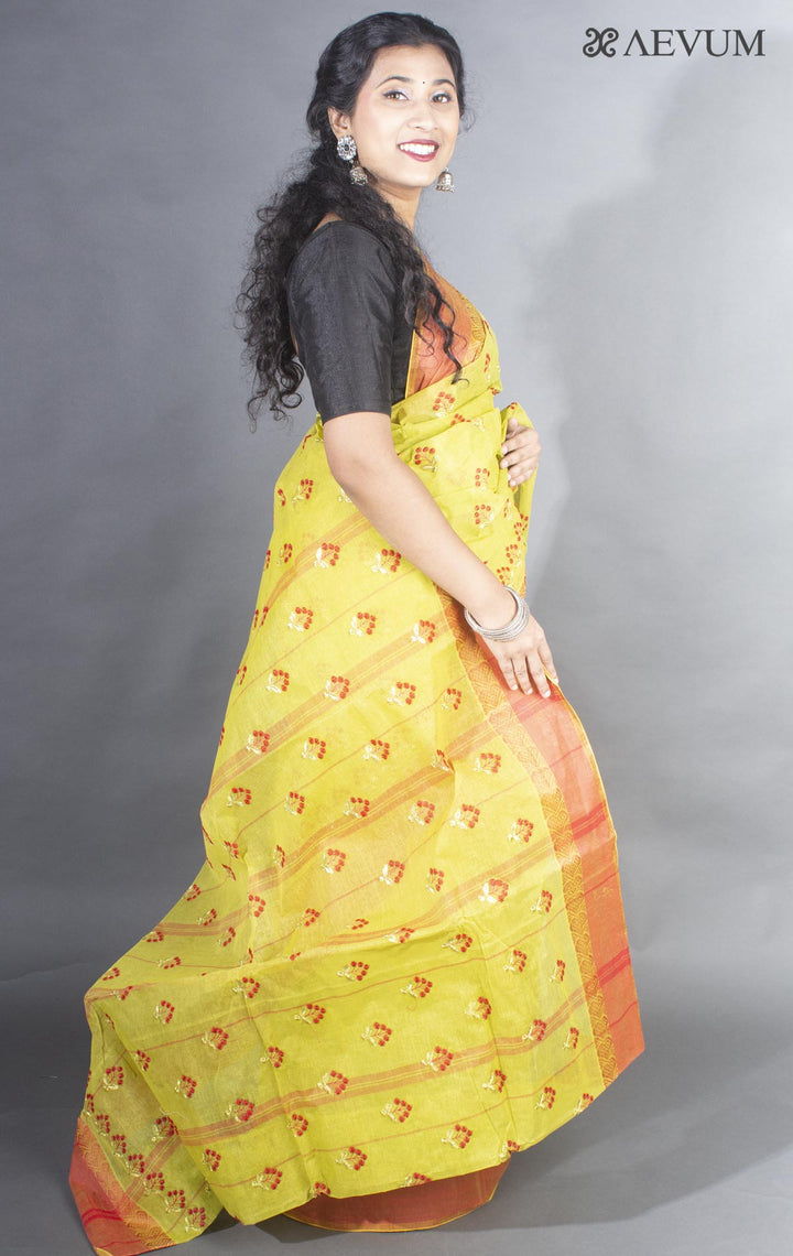 Bengal Cotton Tant Saree with Embroidery - 9489 Saree AEVUM