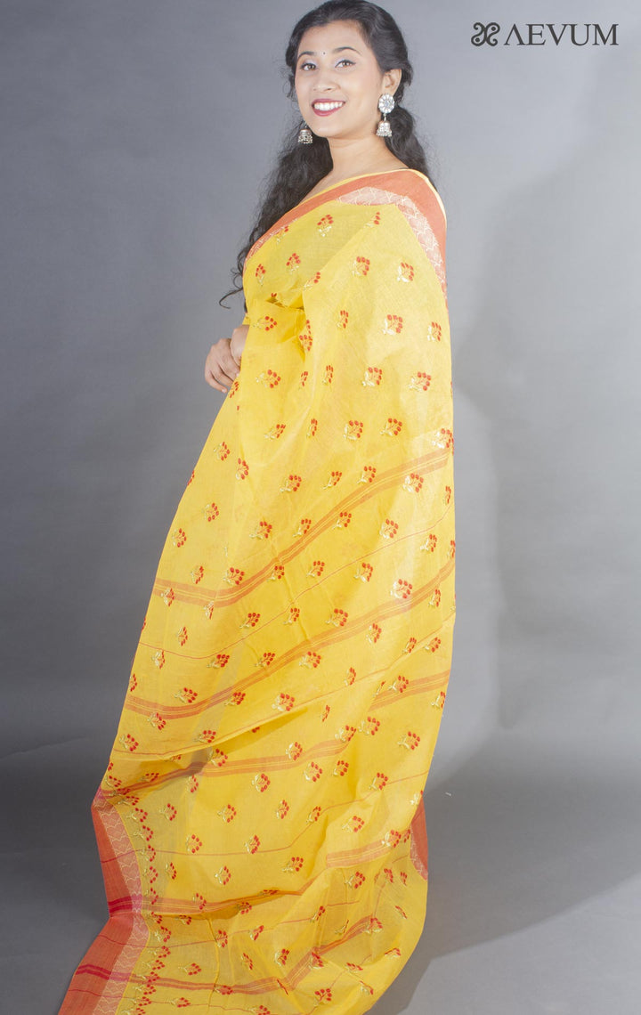 Bengal Cotton Tant Saree with Embroidery - 9489 Saree AEVUM