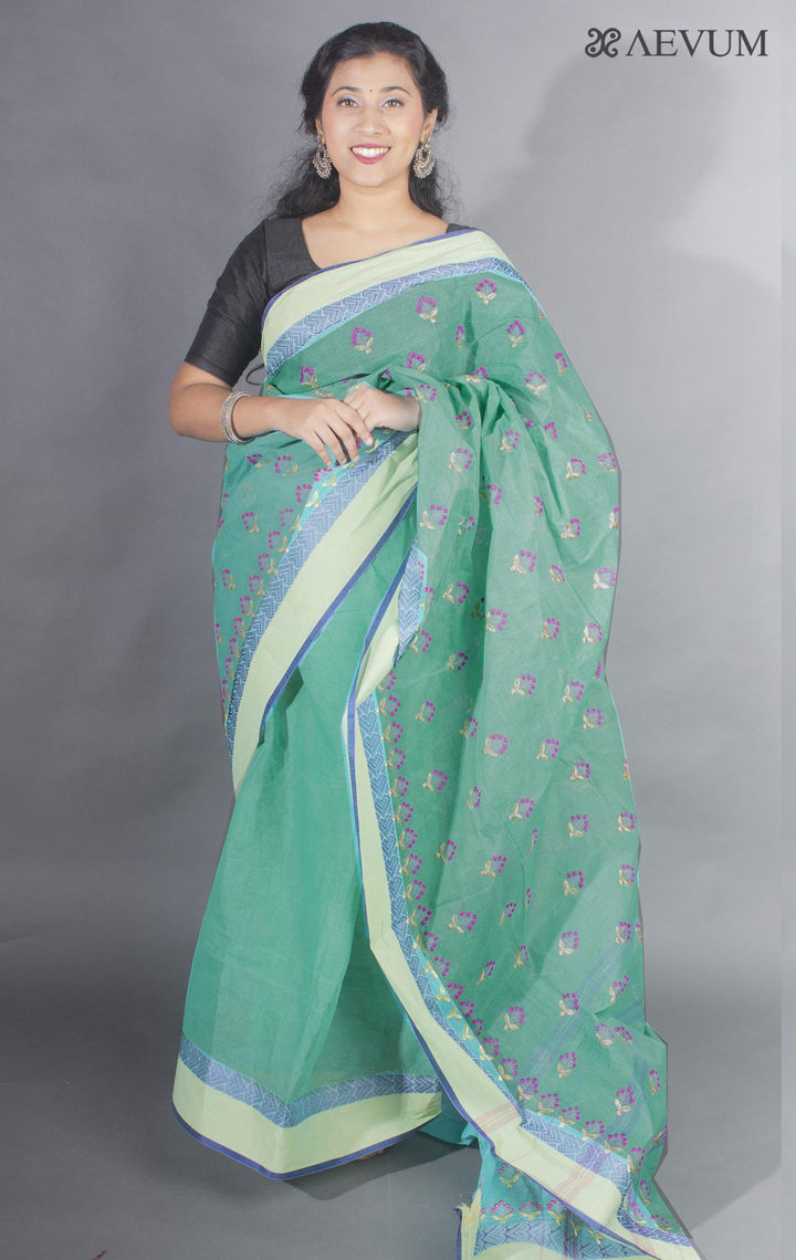 Bengal Cotton Tant Saree with Embroidery - 9490 - AEVUM