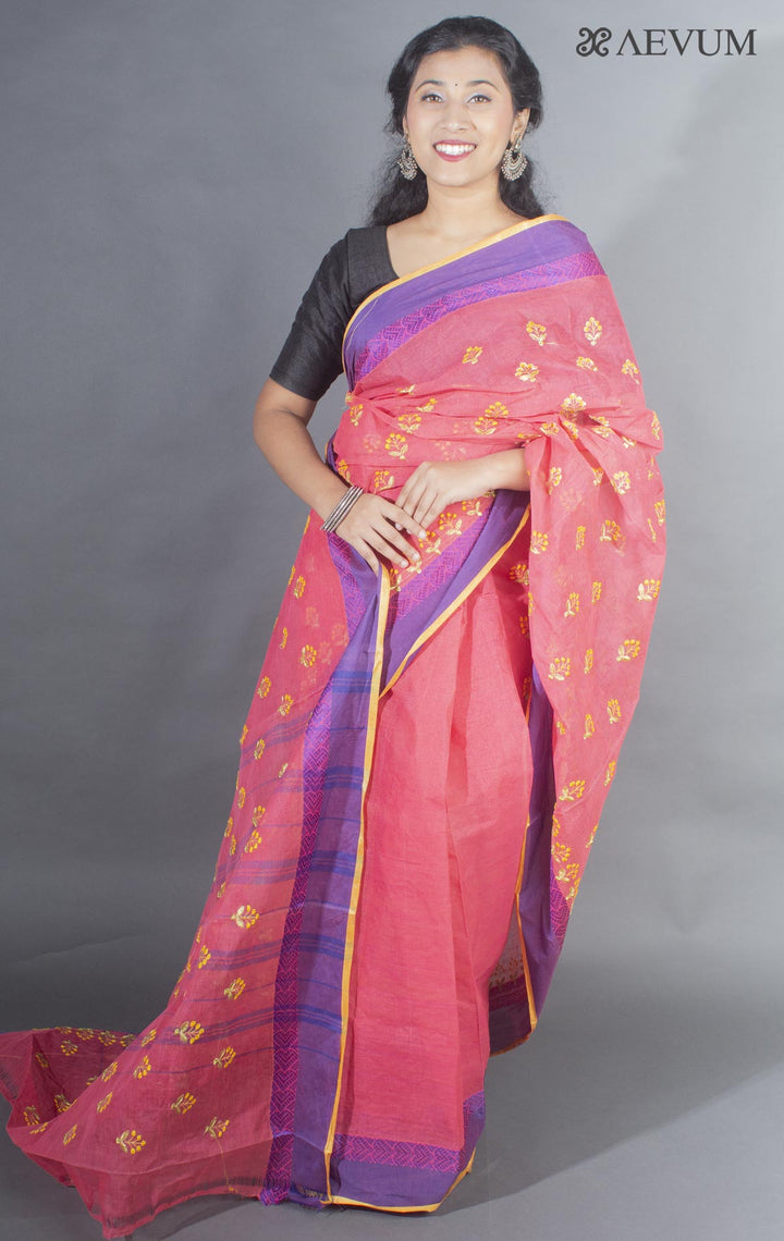 Bengal Cotton Tant Saree with Embroidery - 9492 - AEVUM