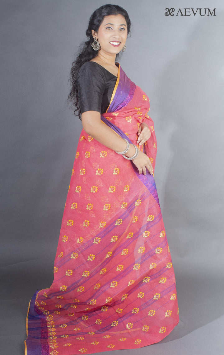 Bengal Cotton Tant Saree with Embroidery - 9492 - AEVUM