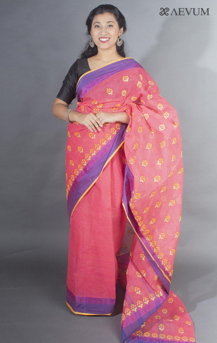 Bengal Cotton Tant Saree with Embroidery - 9492 - AEVUM