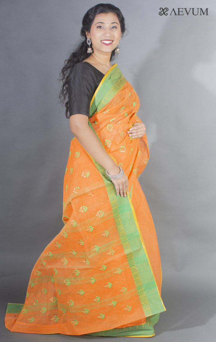 Bengal Cotton Tant Saree with Embroidery - 9494 - AEVUM