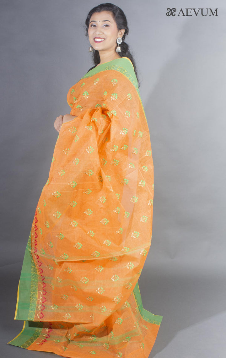 Bengal Cotton Tant Saree with Embroidery - 9494 - AEVUM