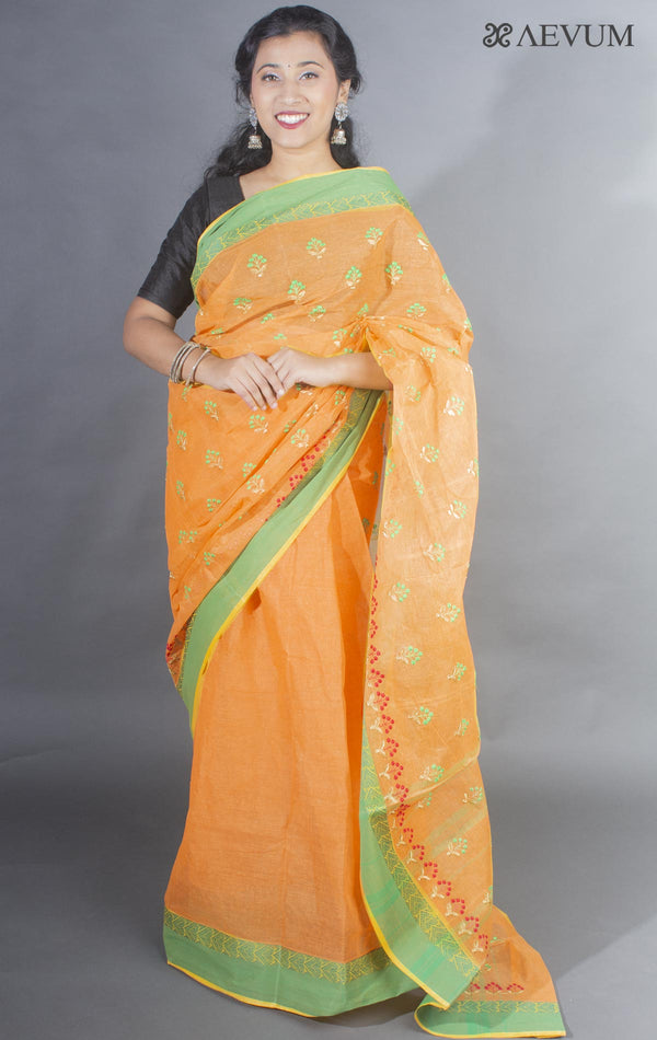 Bengal Cotton Tant Saree with Embroidery - 9494 - AEVUM