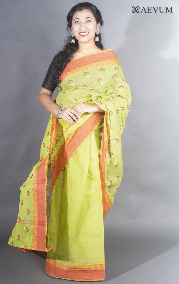 Bengal Cotton Tant Saree with Embroidery - 9495 Saree AEVUM