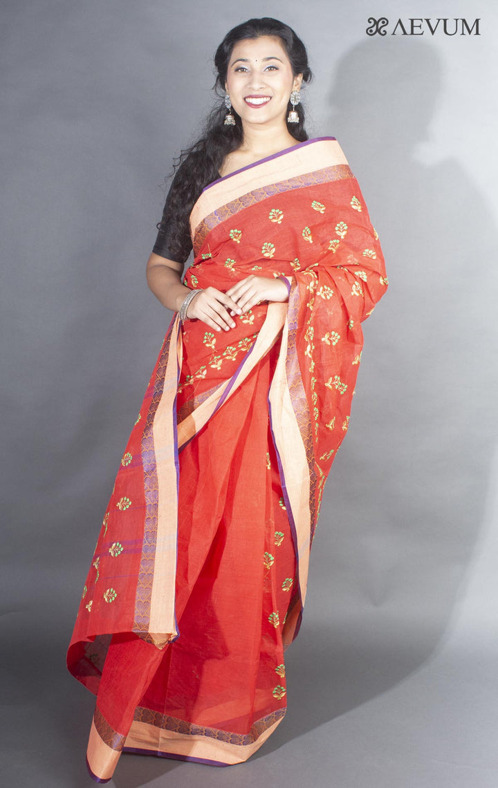 Bengal Cotton Tant Saree with Embroidery - 9496 - AEVUM