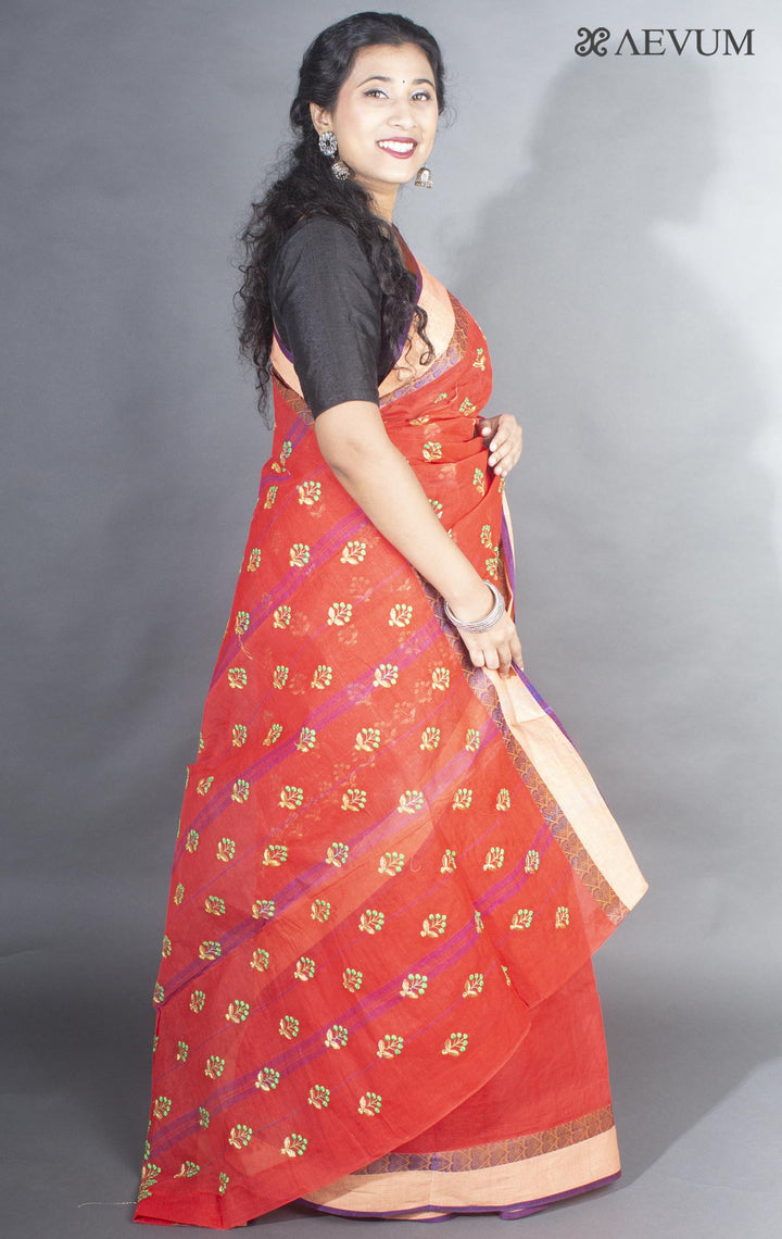 Bengal Cotton Tant Saree with Embroidery - 9496 Saree AEVUM