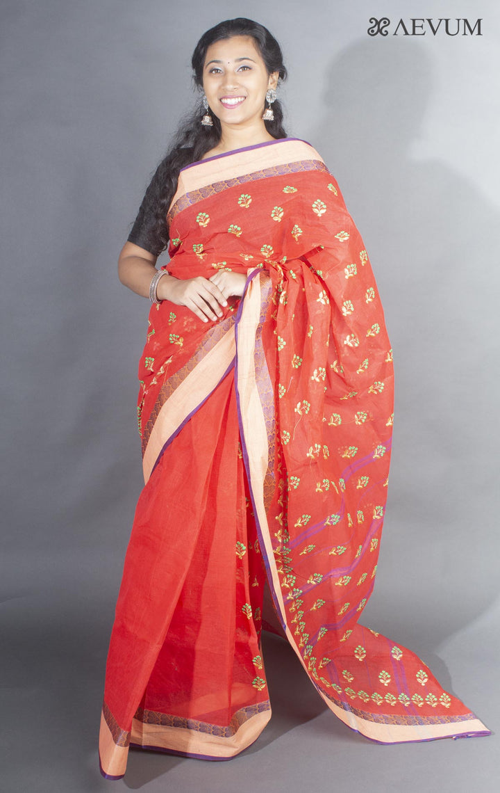 Bengal Cotton Tant Saree with Embroidery - 9496 Saree AEVUM