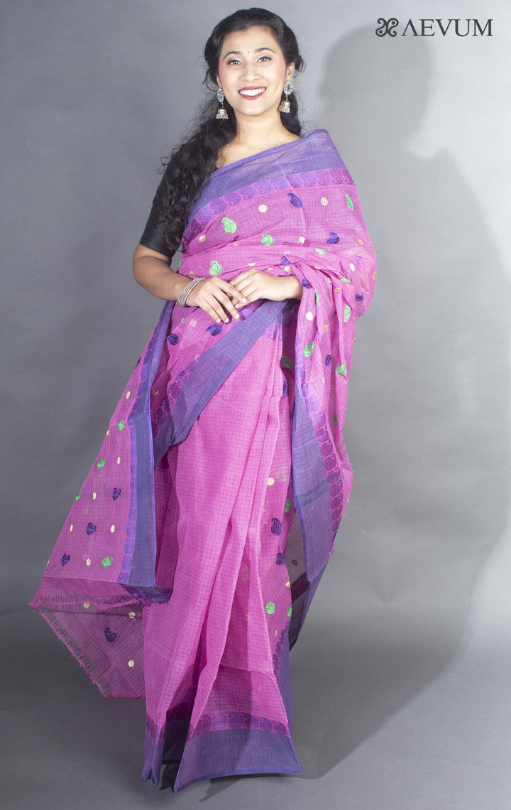 Bengal Cotton Tant Saree with Embroidery - 9497 - AEVUM