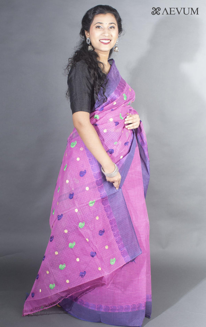 Bengal Cotton Tant Saree with Embroidery - 9497 - AEVUM