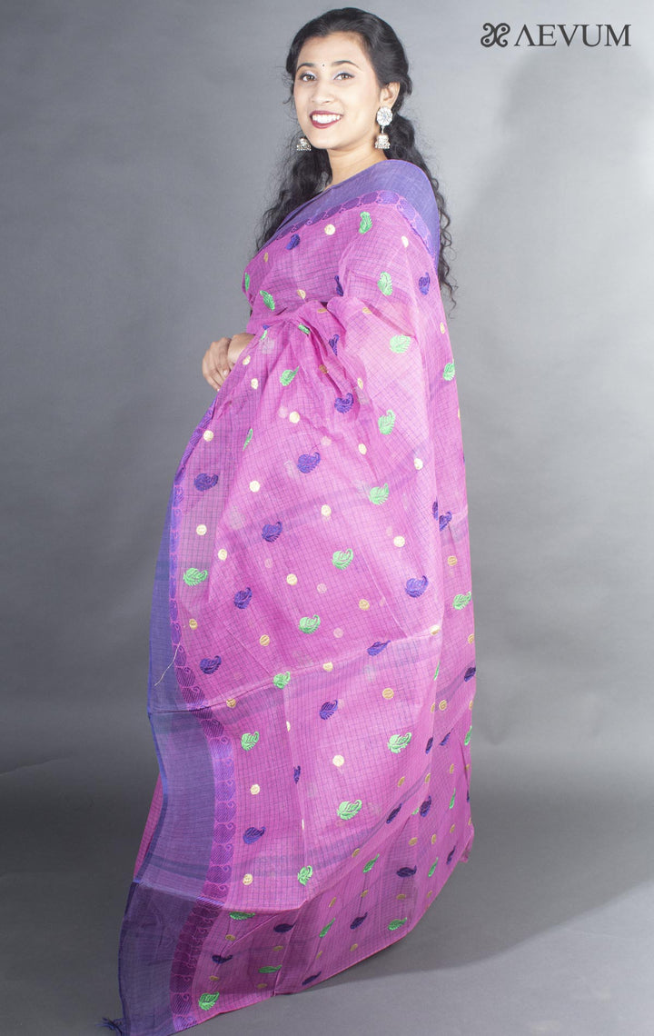 Bengal Cotton Tant Saree with Embroidery - 9497 - AEVUM