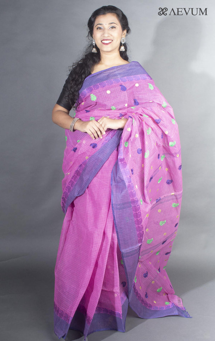 Bengal Cotton Tant Saree with Embroidery - 9497 - AEVUM
