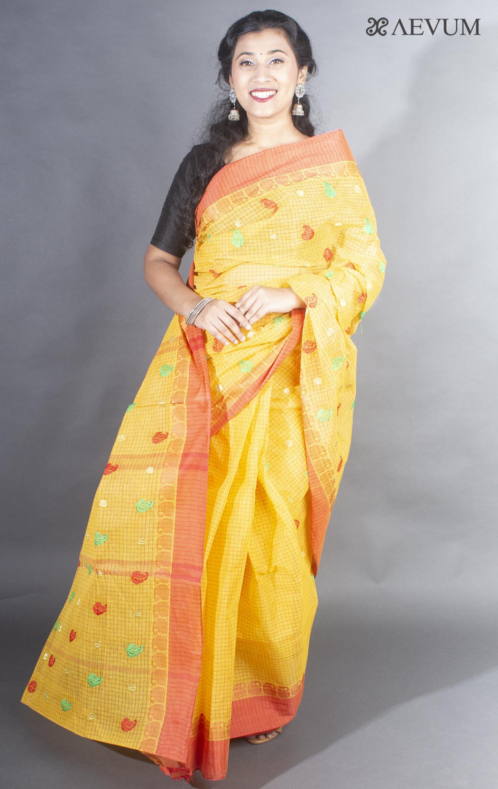 Bengal Cotton Tant Saree with Embroidery - 9498 - AEVUM
