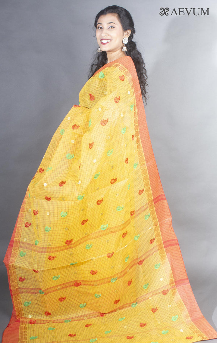 Bengal Cotton Tant Saree with Embroidery - 9498 - AEVUM