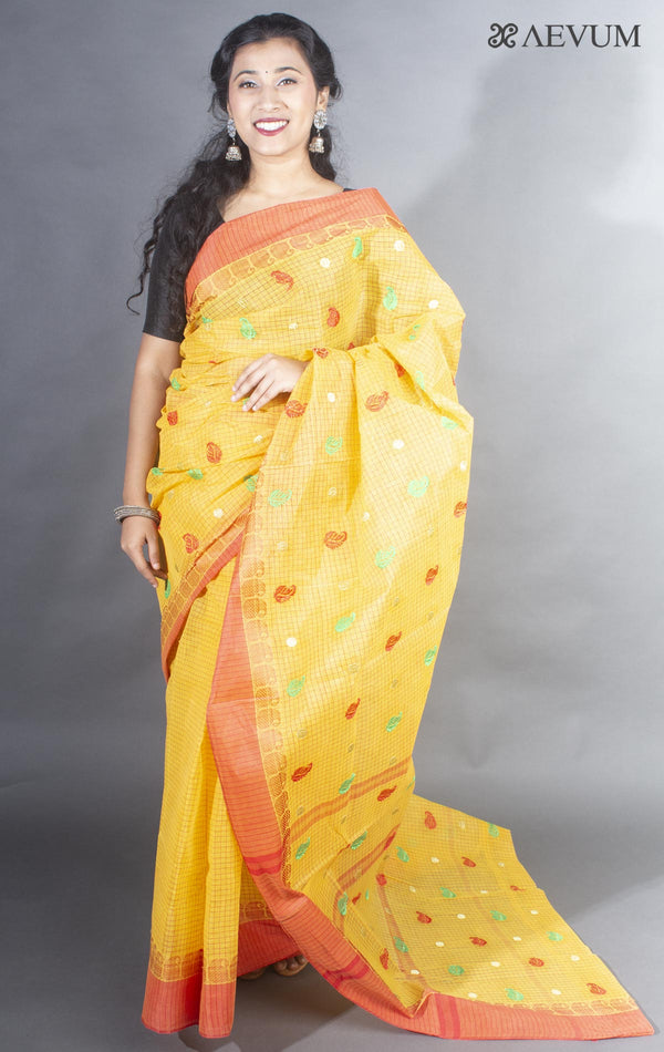 Bengal Cotton Tant Saree with Embroidery - 9498 - AEVUM