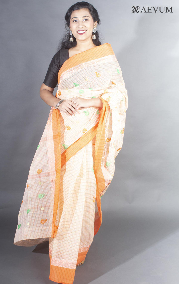Bengal Cotton Tant Saree with Embroidery - 9502 - AEVUM