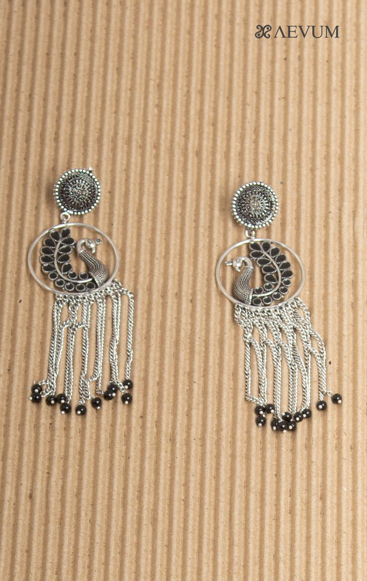 Light weight Ear Rings Long with Black Beads - 0959 - AEVUM