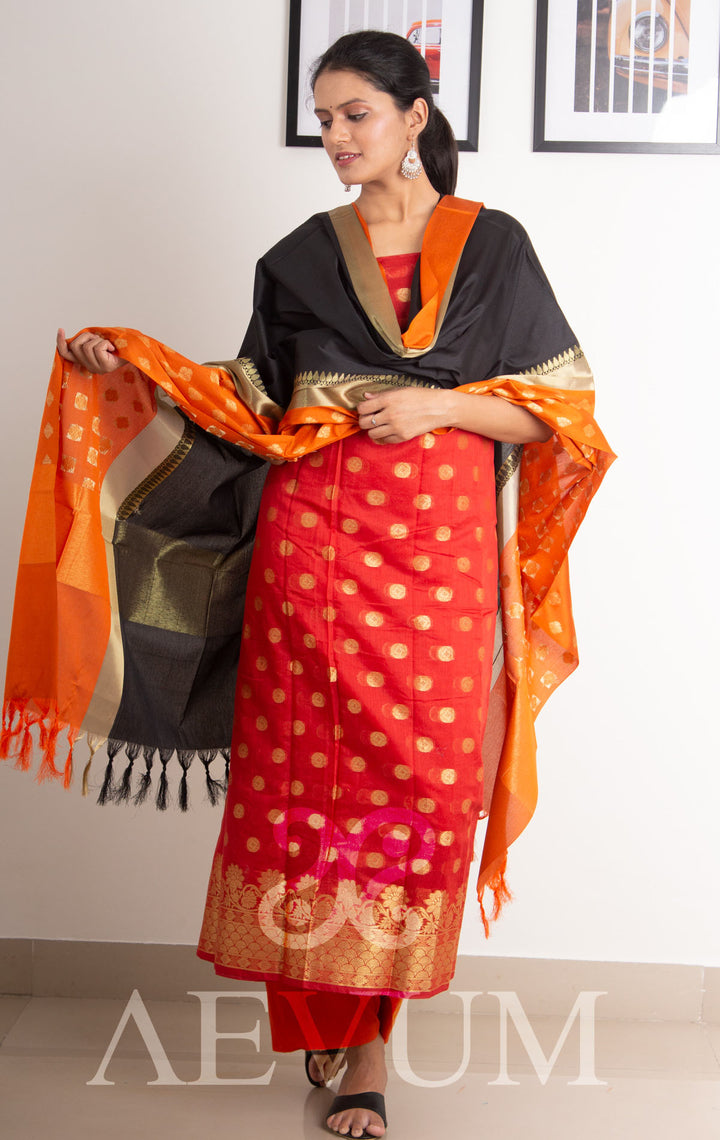 Unstitched Banarasi Silk Kurta Set - 0266 - AEVUM