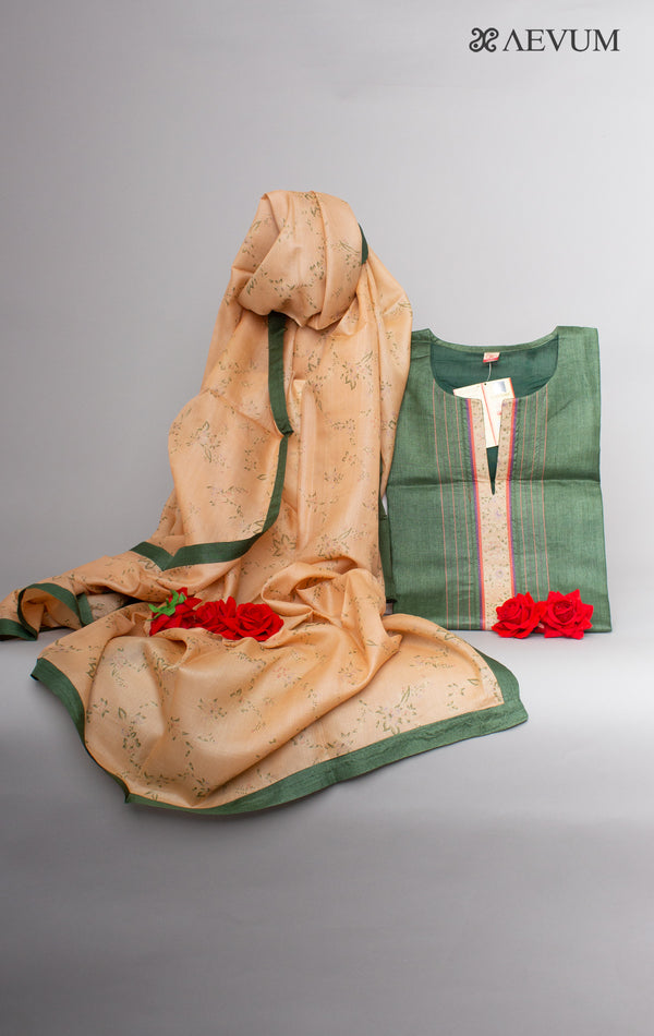 Semi-stitched Pure Tussar Silk  Kurti and printed Silk dupatta - 0223 Dress Material Reflect Silk   