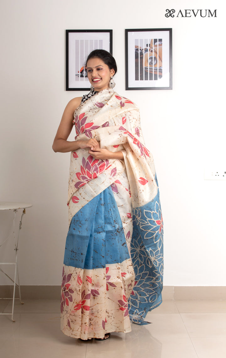 Bishnupur Pure Silk Batik/Wax Print Saree with Blouse Piece - 0245 Saree Riya's Collection   