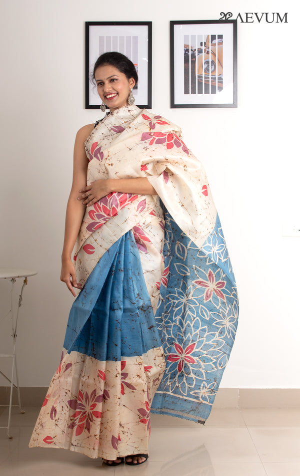 Bishnupur Pure Silk Batik/Wax Print Saree with Blouse Piece - 0245 - AEVUM