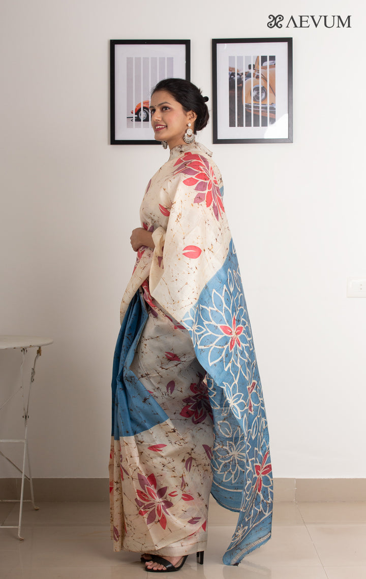 Bishnupur Pure Silk Batik/Wax Print Saree with Blouse Piece - 0245 - AEVUM