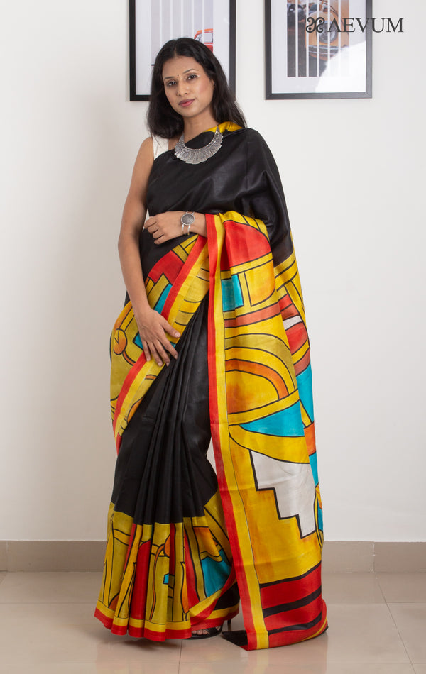Bishnupur Hand Painted Pure Silk Saree with Silk Mark & Blouse Piece - 0247 - AEVUM