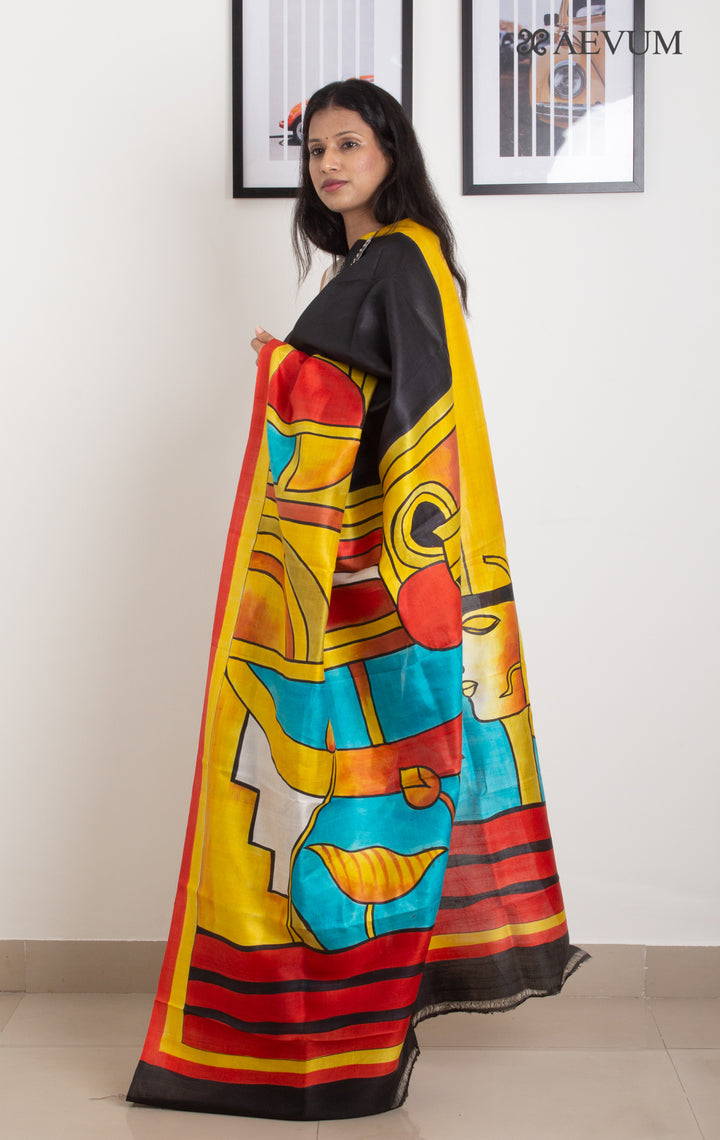 Bishnupur Hand Painted Pure Silk Saree with Silk Mark & Blouse Piece - 0247 Saree AEVUM