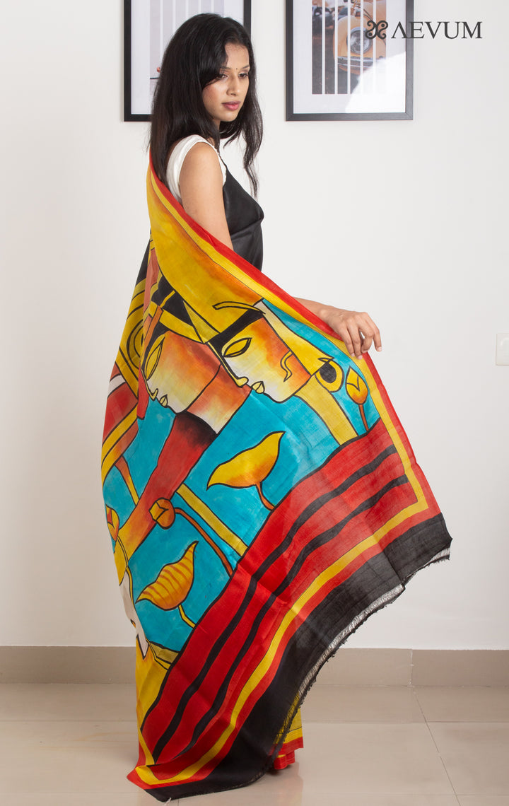 Bishnupur Hand Painted Pure Silk Saree with Silk Mark & Blouse Piece - 0247 Saree AEVUM