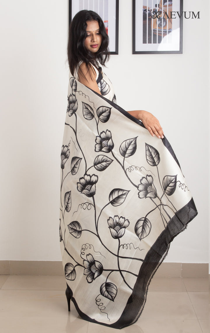 Bishnupur Hand Painted Pure Silk Saree with Blouse Piece-0248 Saree Riya's Collection   