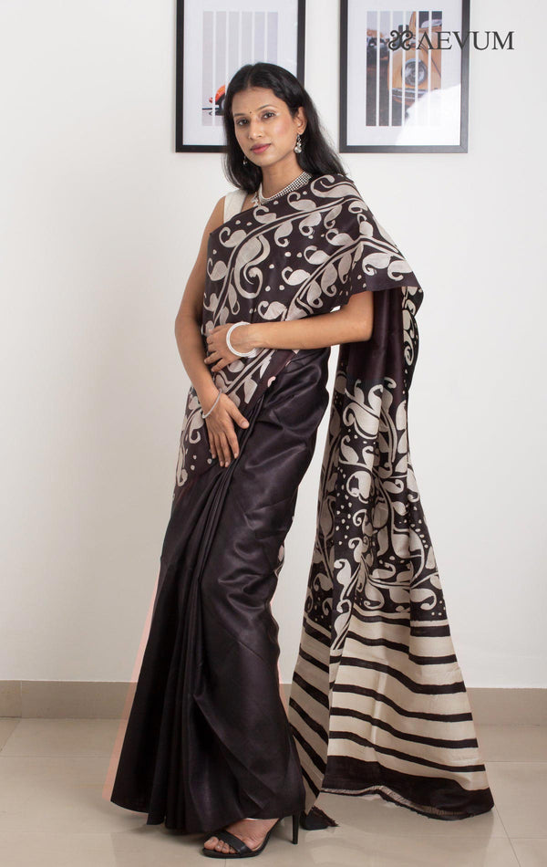 Bishnupur Batik Printed Pure Silk Saree with Silk Mark - 0249 - AEVUM