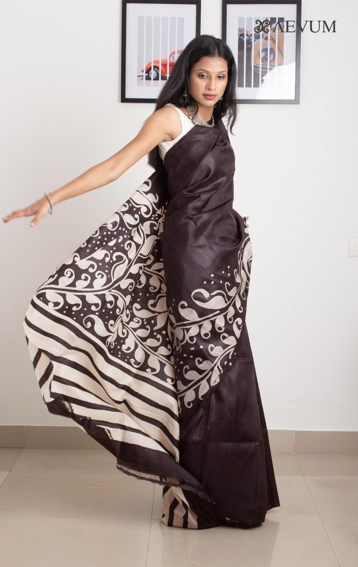 Bishnupur Batik Printed Pure Silk Saree with Silk Mark - 0249 Saree Riya's Collection   