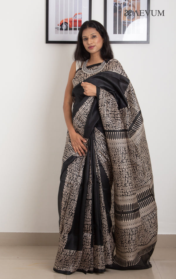 Bishnupur Hand Block Printed Pure Silk with Silk Mark Saree - 0250 - AEVUM