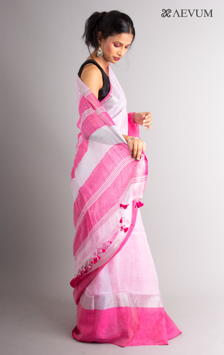 Pure Linen Mahapar Saree with Blouse Piece - 0301 Saree Riya's Collection   