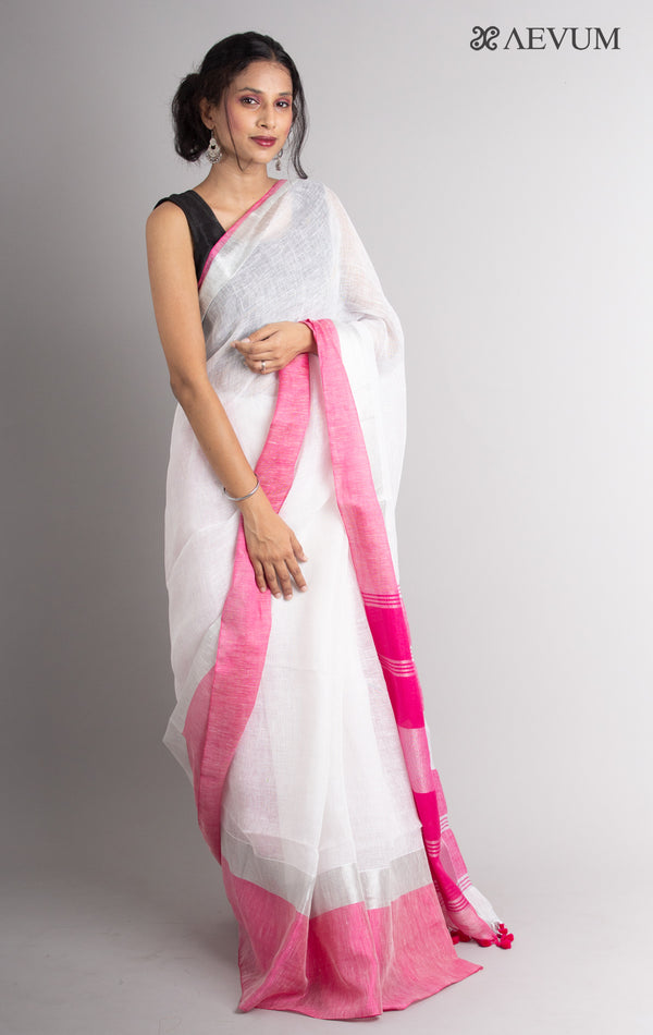 Pure Linen Mahapar Saree with Blouse Piece - 0303 - AEVUM
